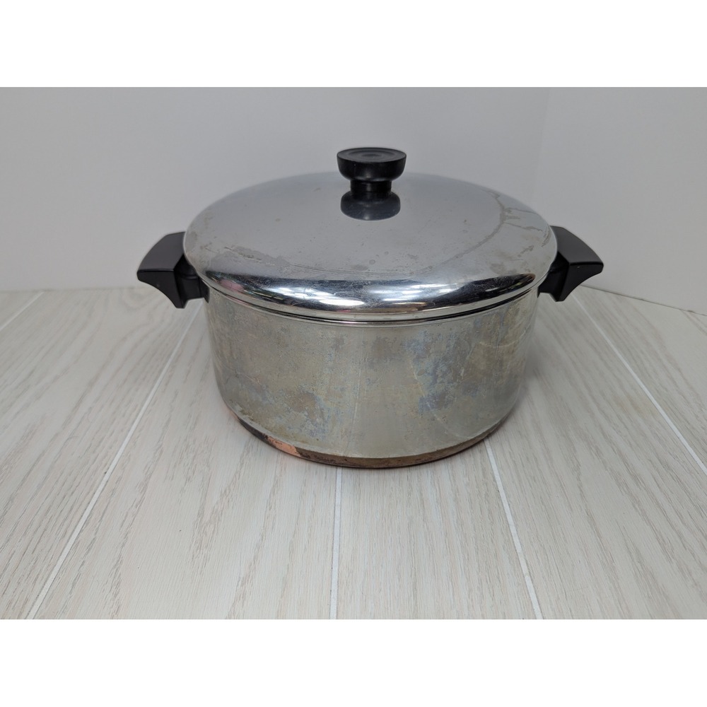 Revere Ware Stock Pot 4 1/2 Qt Silver Copper Bottom 1801 4.5 quart 90d READ